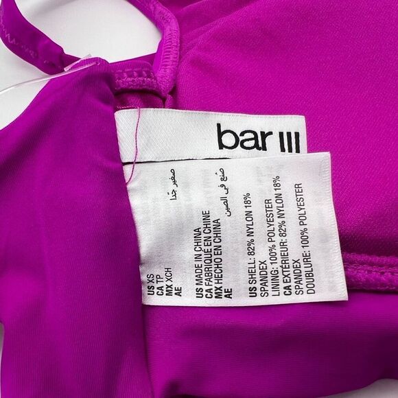 Bar III Banded Ring Bikini Top in Pink, Size XS - Picture 10 of 12